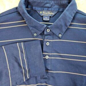 Brooks Brothers Polo Shirt Striped 100% Cotton Long Sleeve Men's Size XL Golf